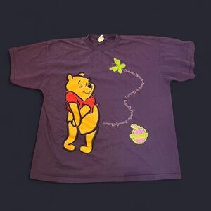 Vintage Single Stitch Winnie The Pooh Garden Club Butterfly Purple T Shirt  2XL